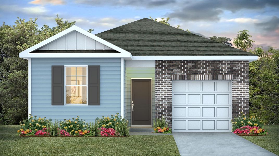 Representative exterior photo of a completed home built from the CAMERON by D.R. Horton in Hunter's Branch, Hopkins, SC (Image 18).