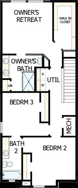 2D floor plan layout of this home in Waterset Townhomes, Apollo Beach, FL (Image 3).
