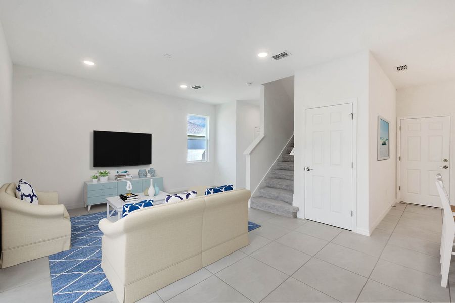 Representative furnished interior of a home built from the The Cortez II by Stanley Martin Homes in Avalon Park Tavares Single Family Homes, Tavares (Image 1).