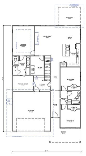 2D floor plan layout for the The Julian by New Leaf Builders in Riverlights, Wilmington, NC (Image 3).