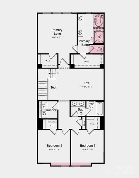 Second Floor Plan - Additional highlights include: a separate tub and shower in the primary bath Second Floor Plan - Additional highlights include: a separate tub and shower in the primary bath