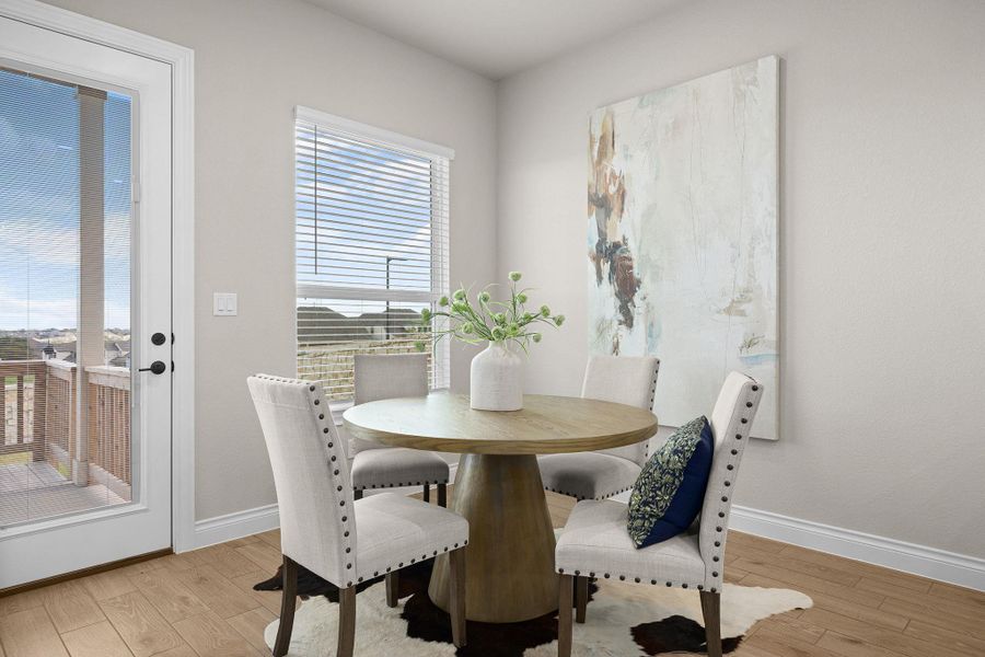Dining room with light wood-type flooring