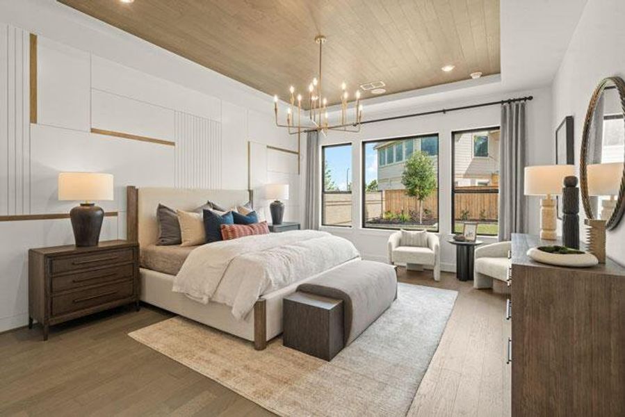 The sizeable and stylish main suite. Representative image