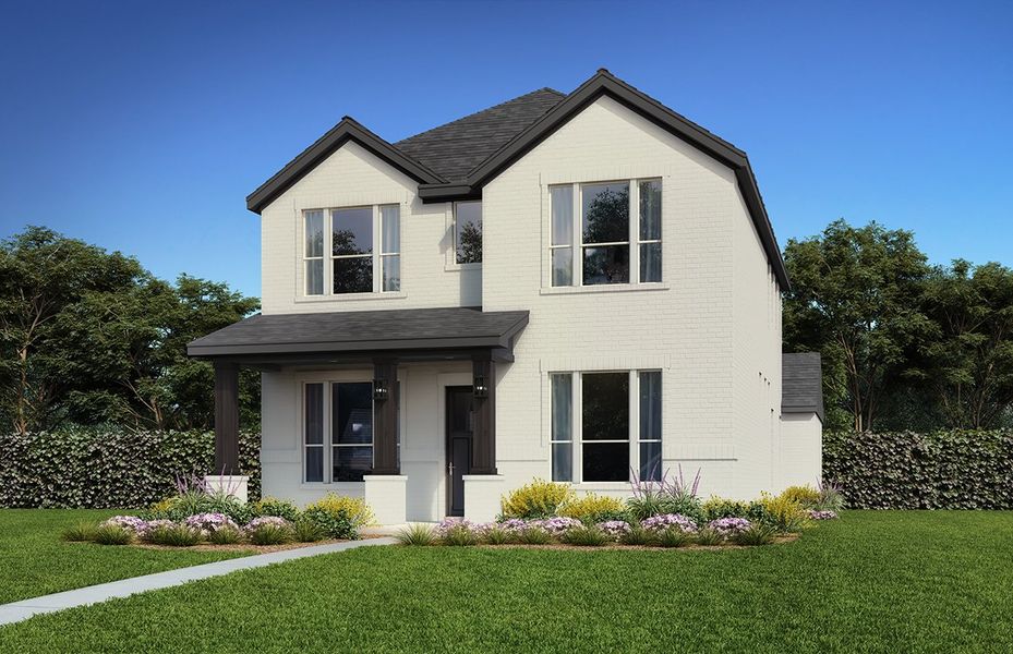 Representative exterior photo of a completed home built from the Duets D417 by Landon Homes in Lexington Frisco, Frisco, TX (Image 21).