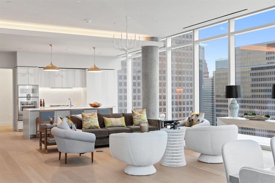 Furnished interior view inside a new home in Hall Arts Residences, Dallas (Image 13). Furnished interior view inside a new home in Hall Arts Residences, Dallas (Image 13).