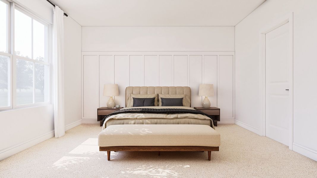 Primary suite with decorative feature wall