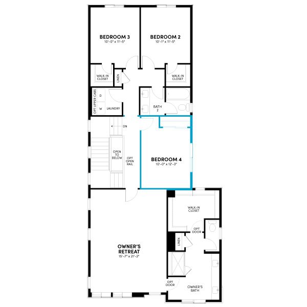 2D floor plan layout for the Spark Three by Brookfield Residential in Spark at Uplands, Westminster, CO (Image 11).