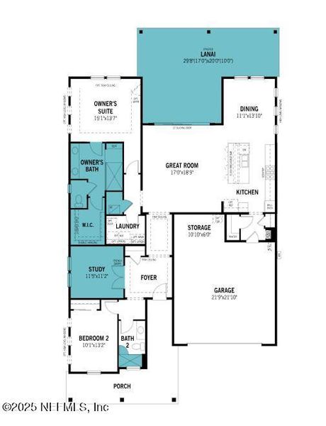 2D floor plan layout of this home in RiverTown - WaterSong, St. Johns, FL (Image 1).