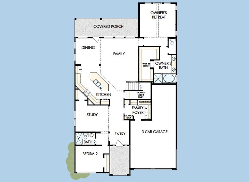 2D floor plan layout for the The Manuka by David Weekley Homes in Audubon – Vision Collection, Magnolia, TX (Image 4).