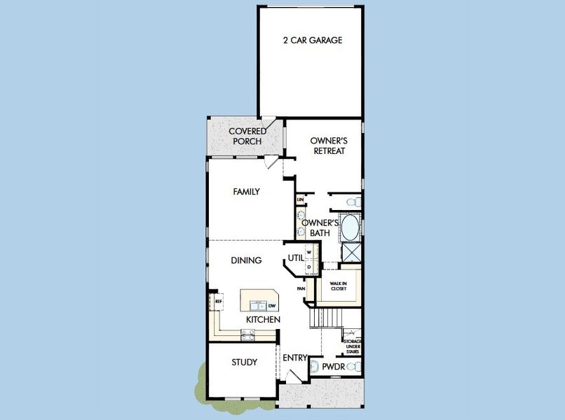 2D floor plan layout for the The Melford by David Weekley Homes in Jubilee - Grove Row Collection, Hockley, TX (Image 5).