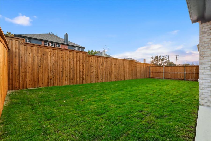 View of fenced backyard
