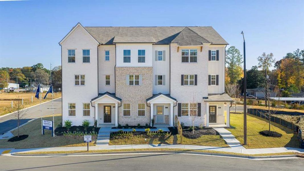 Front exterior of a new home in Mableton Station, Mableton, GA, highlighting curb appeal (Image 23).