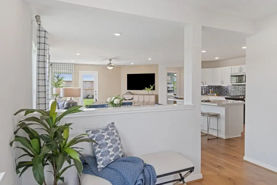 Representative furnished interior of a home built from the 1702 Modeled by KB Home in Sunset Grove South, Hitchcock (Image 7). Representative furnished interior of a home built from the 1702 Modeled by KB Home in Sunset Grove South, Hitchcock (Image 7).