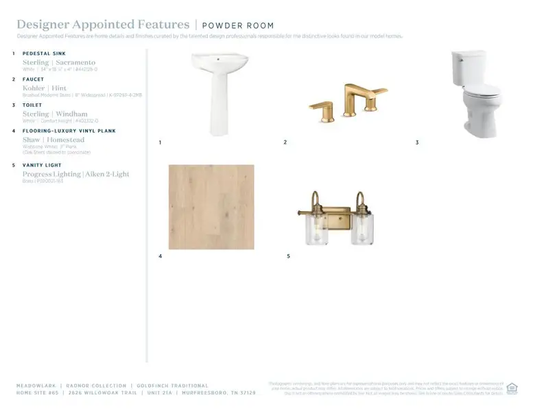Sample of building materials used in homes in Meadowlark, Murfreesboro (Image 9). Sample of building materials used in homes in Meadowlark, Murfreesboro (Image 9).