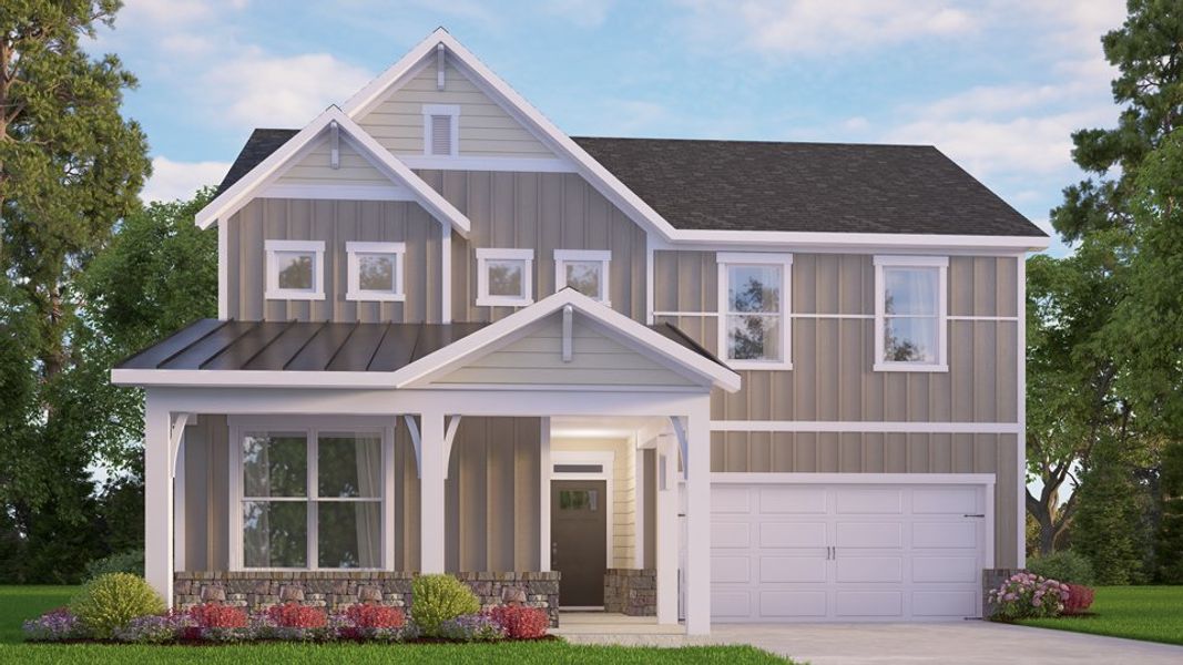 Representative exterior photo of a completed home built from the EDISTO by D.R. Horton in Eagle Creek, Fuquay Varina, NC (Image 14).