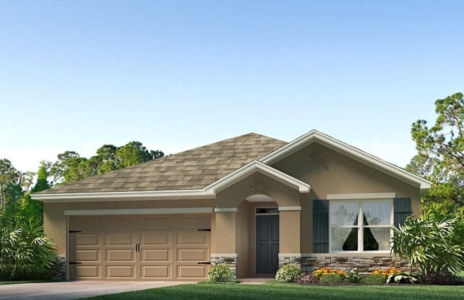 Front exterior of a new home in , Plant City, FL, highlighting curb appeal (Image 1). Front exterior of a new home in , Plant City, FL, highlighting curb appeal (Image 1).