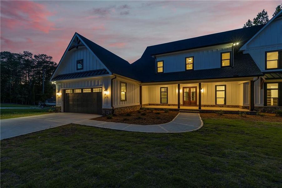 Front exterior of a new home in , Flowery Branch, GA, highlighting curb appeal (Image 38).