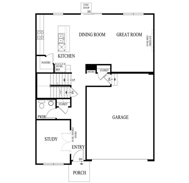 2D floor plan layout for the Holcombe by D.R. Horton in Peachtree Meadows, Rockwall, TX (Image 28).