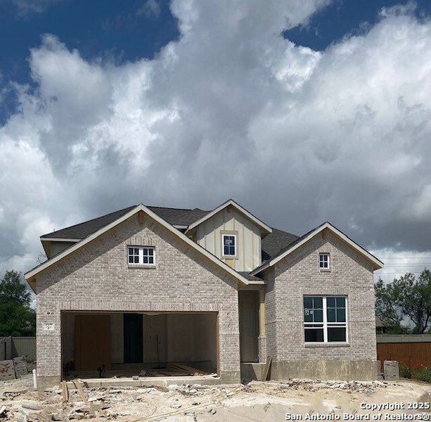 Front exterior of a new home in Foxbrook, Cibolo, TX, highlighting curb appeal (Image 21).