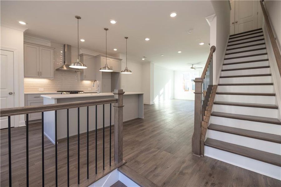 Furnished interior view inside a new home in Palisades Townhomes, Cumming (Image 8). Furnished interior view inside a new home in Palisades Townhomes, Cumming (Image 8).
