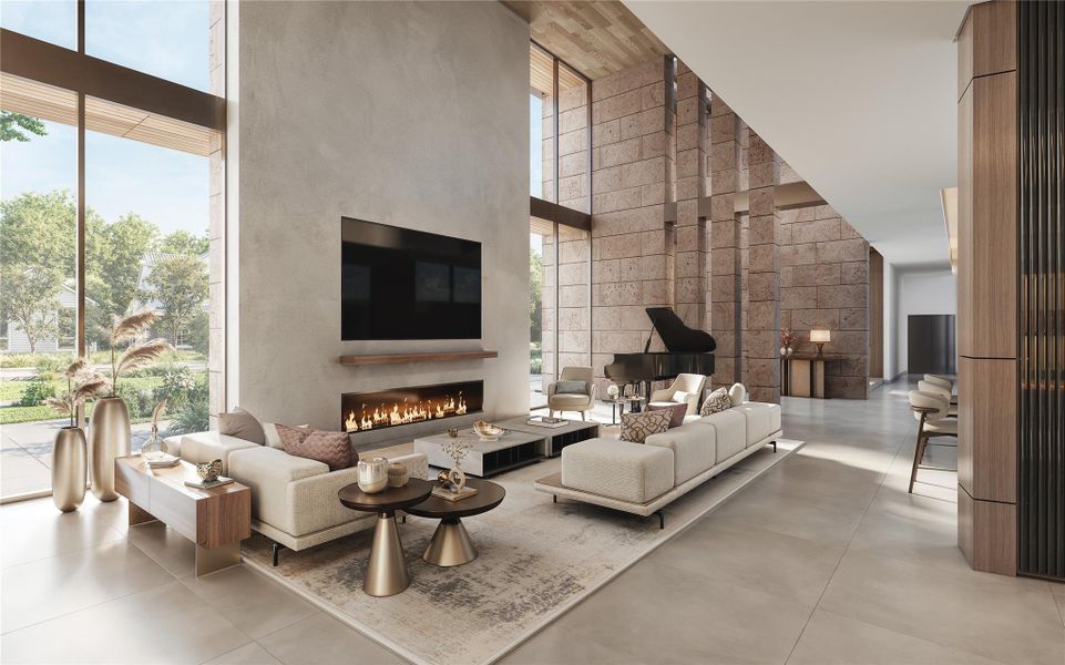 Living room rendering. Timeless luxury and sophisticated design enhancing natural light throughout