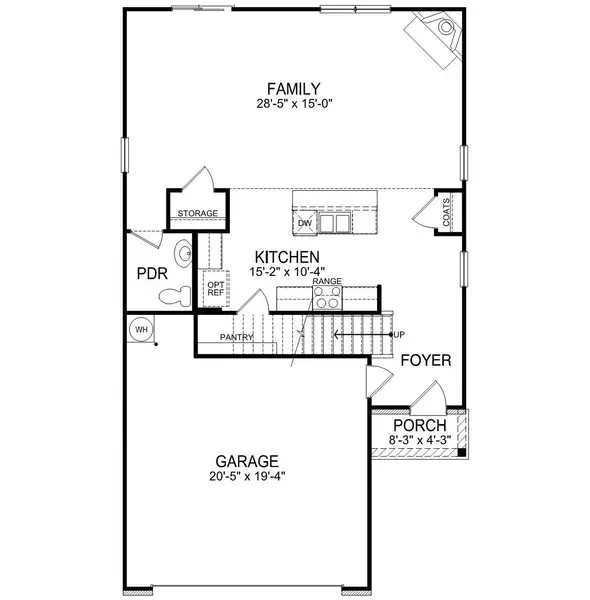2D floor plan layout for the Elston by D.R. Horton in Brookside Farms - The Meadows, Greer, SC (Image 3).