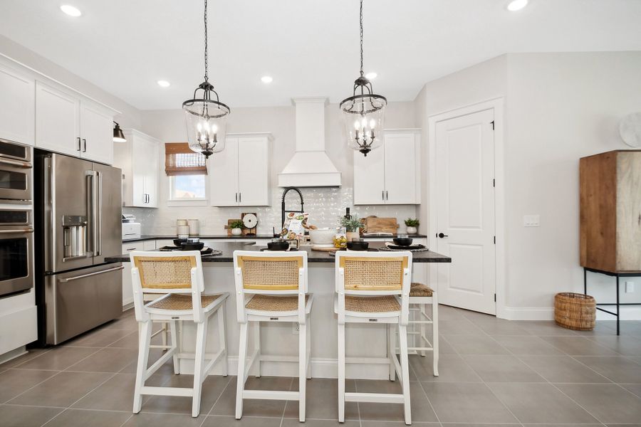 Kitchen with pendant lighting