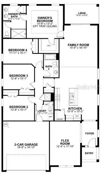 2D floor plan layout of this home in Eden at Crossprairie, St. Cloud, FL (Image 3).