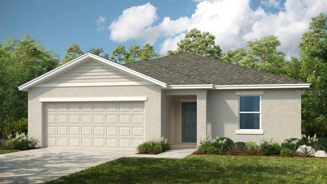 Front exterior of a new home in Waterstone, Groveland, FL, highlighting curb appeal (Image 1). Front exterior of a new home in Waterstone, Groveland, FL, highlighting curb appeal (Image 1).