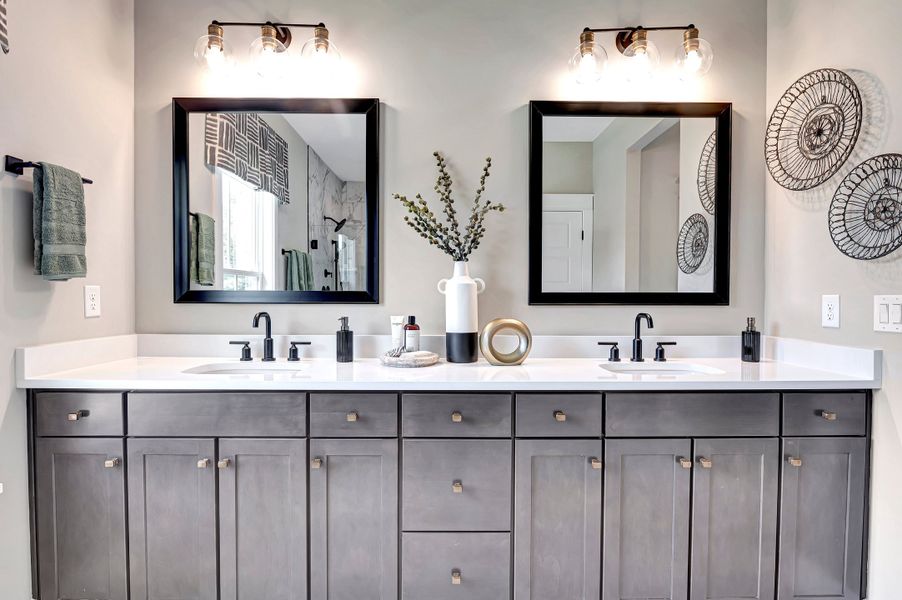 Primary bath with dual sinks Primary bath with dual sinks
