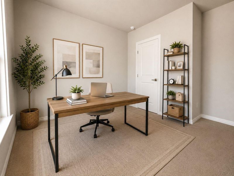 Bedroom #4 (Flex Room). Virtual staging for reference to showcase the floor plan potential.