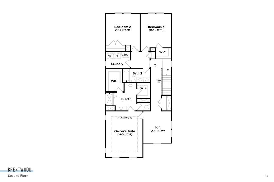 2D floor plan layout for the Brentwood by DRB Homes in Miller Farm Single Family Homes, Pineville, NC (Image 5).