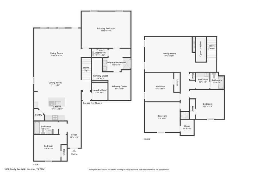 2D floor plan layout of this home in Palomino, Manor, TX (Image 6).