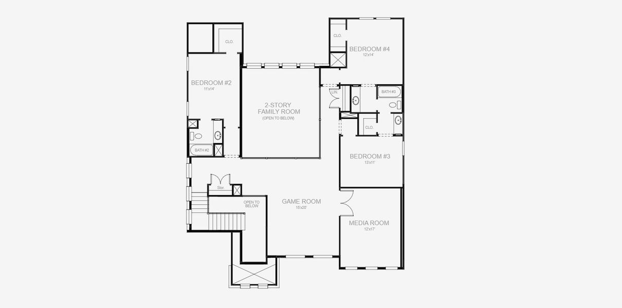 2D floor plan layout for the 3330M by Perry Homes in Lakes of Cane Island, Katy, TX (Image 4).