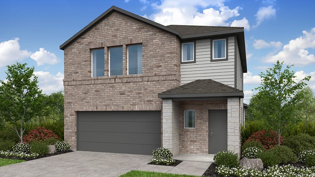 Representative exterior photo of a completed home built from the Merlin by Taylor Morrison in Longview 40s, Del Valle, TX (Image 2).