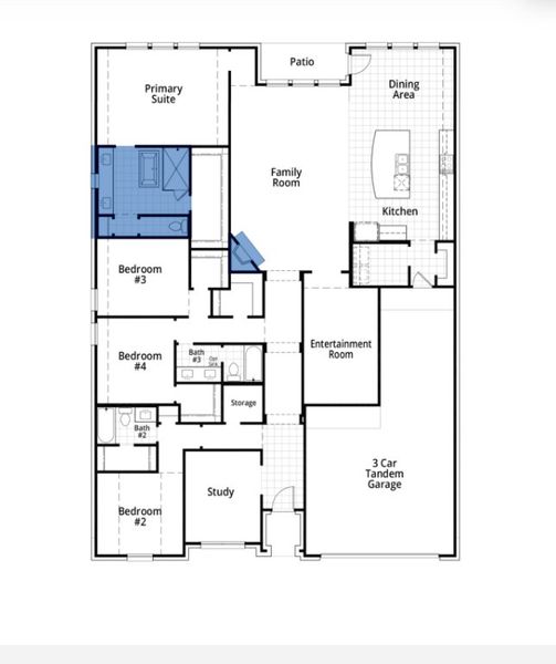 2D floor plan layout for the Canterbury by Highland Homes in Monterra, Rockwall, TX (Image 7).