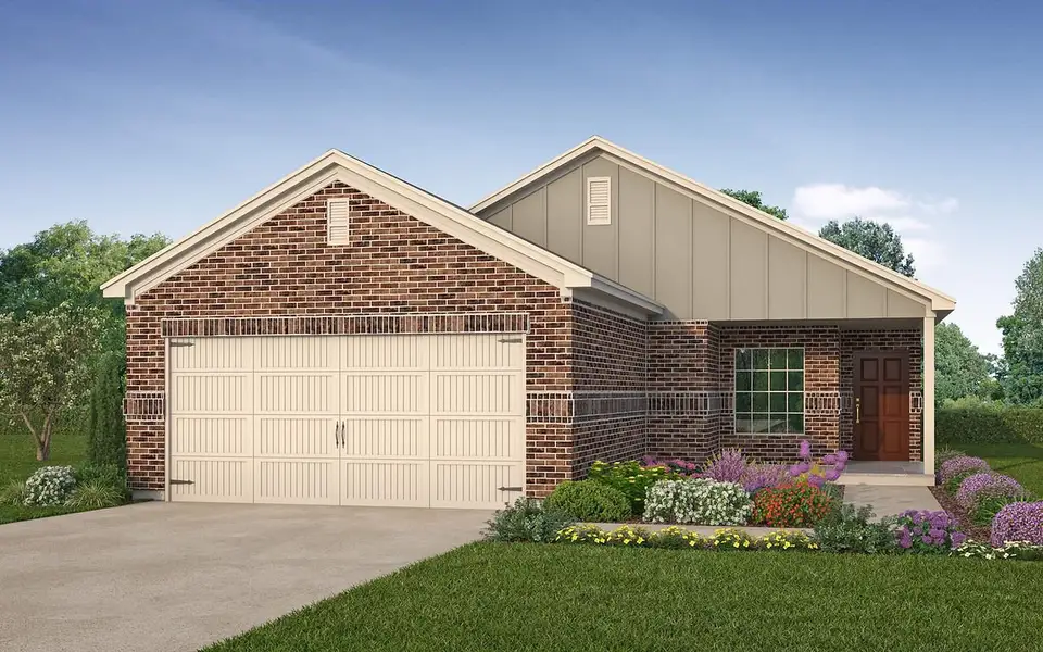 Representative exterior photo of a completed home built from the Limestone by Kendall Homes in Russell Ranch, Bay City, TX (Image 4). Representative exterior photo of a completed home built from the Limestone by Kendall Homes in Russell Ranch, Bay City, TX (Image 4).