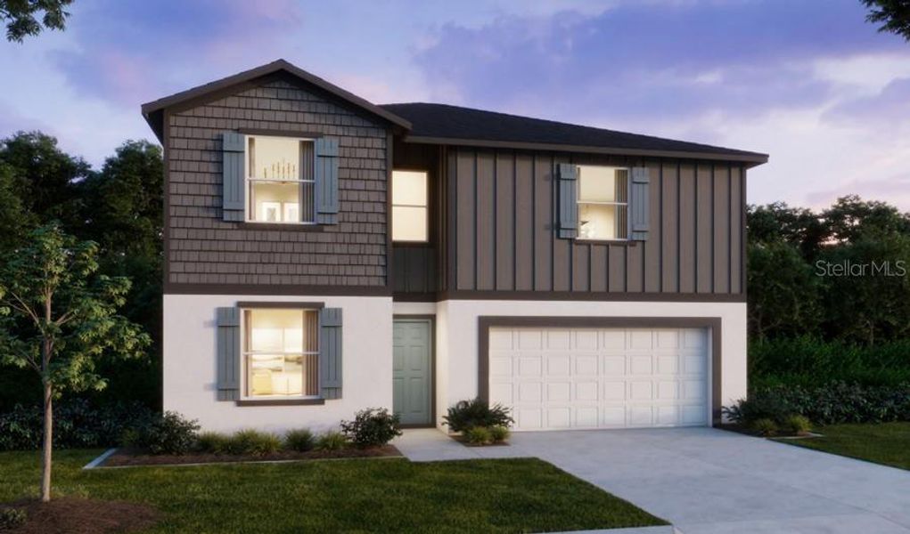 Front exterior of a new home in Benton Hills, Brooksville, FL, highlighting curb appeal (Image 2). Front exterior of a new home in Benton Hills, Brooksville, FL, highlighting curb appeal (Image 2).