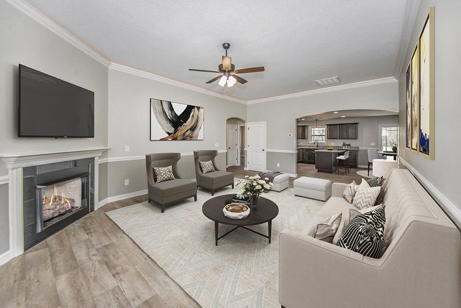 Representative furnished interior of a home built from the Archer by Enchanted Homes in Lonesome Dove, San Antonio (Image 8).