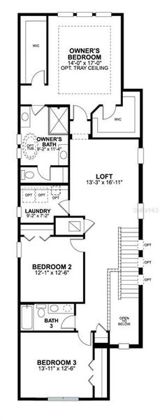 2D floor plan layout of this home in Center Lake on the Park, St. Cloud, FL (Image 3).