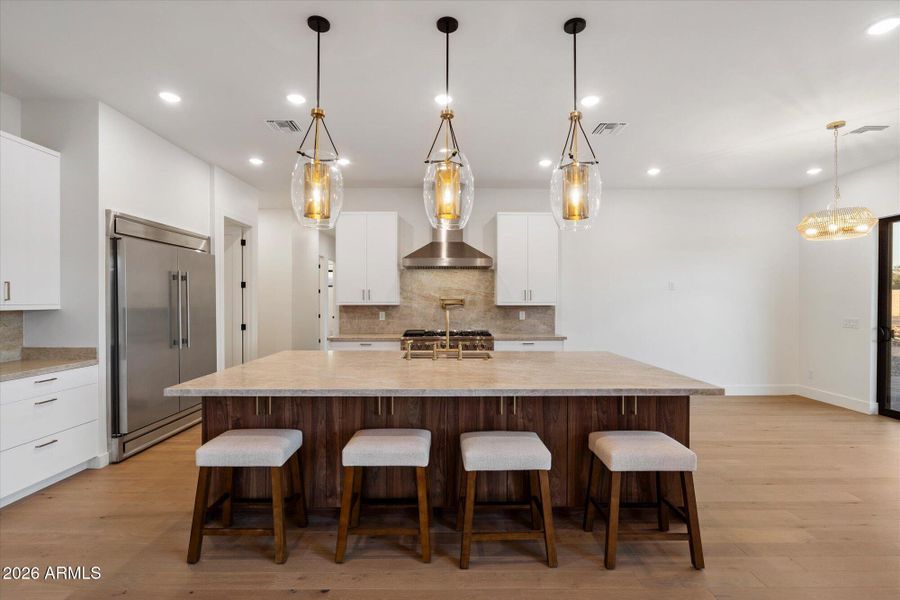 Kitchen w Leathered Quartz Countertops