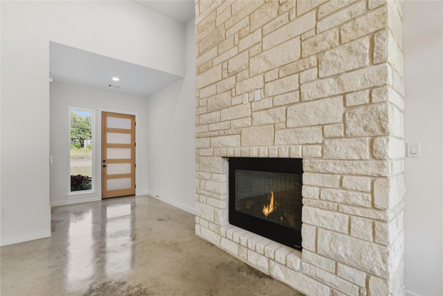 Stone Propane Gas Fireplace with wall switch start Stone Propane Gas Fireplace with wall switch start