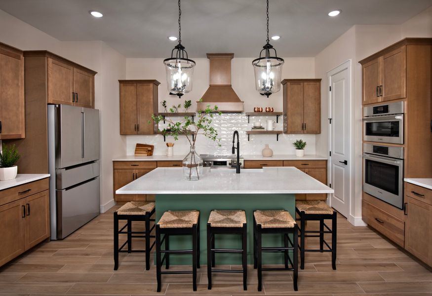 Kitchen with pendant lighting