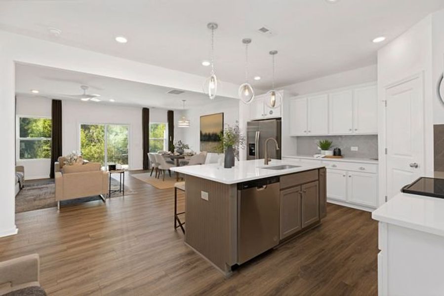 Representative furnished interior of a home built from the Alexandria TH by True Homes in Covington Ridge Townhomes, Thomasville (Image 7).