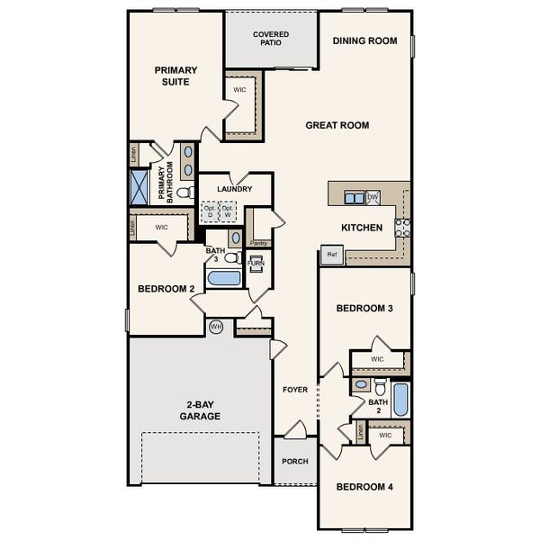 2D floor plan layout for the Thomasville by Century Complete in Frey Creek, Spartanburg, SC (Image 3).