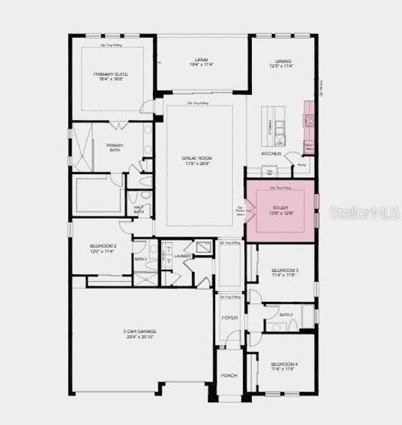 Structural options added include: Gourmet kitchen, 8' interior doors, study, tray ceiling package, pre-plumb for future laundry sink, and outdoor kitchen rough-in.