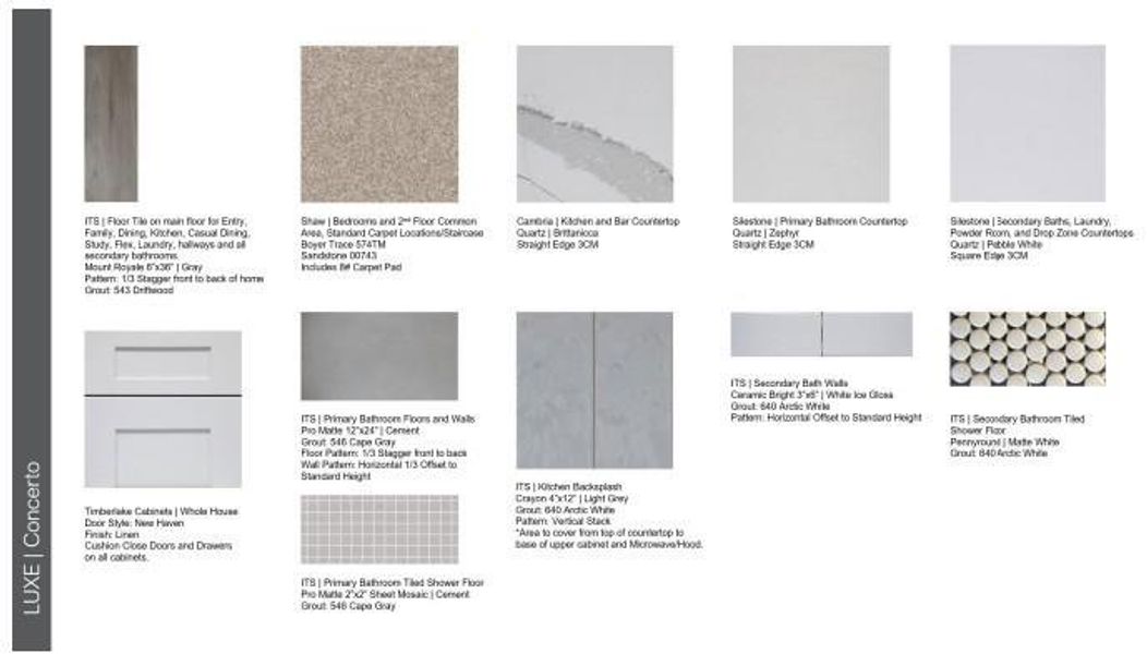 Design Selections.
Home is under construction, selections subject to change.