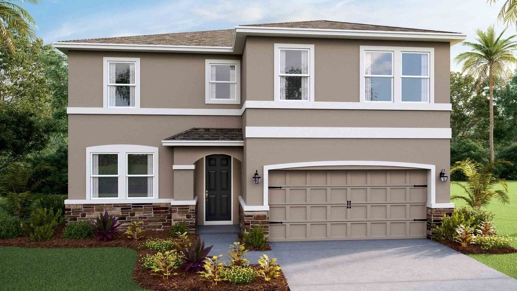 Representative exterior photo of a completed home built from the Coral by D.R. Horton in Archer at Two Rivers, Zephyrhills, FL (Image 2).