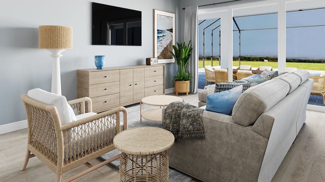 Representative furnished interior of a home built from the Florence by Taylor Morrison in Esplanade at Rivergrass, Naples (Image 6).