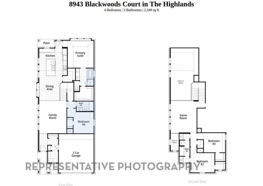 2D floor plan layout of this home in The Highlands, Porter, TX (Image 2).